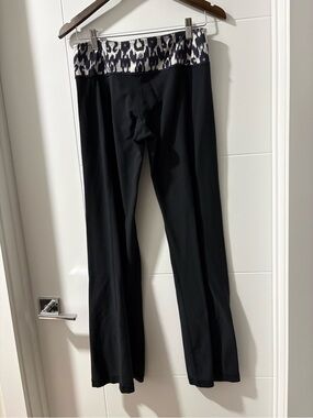 lululemon athletica Black Boot-Cut Pants with Monochrome Patterned Waistband